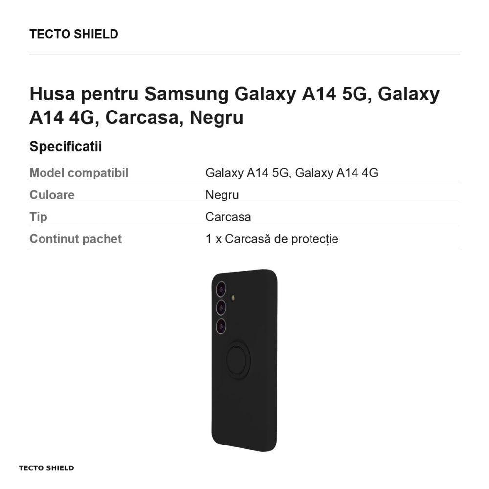 Husa Finger Ring pentru Samsung Galaxy A14 5G, Galaxy A14 4G, Carcasa, Negru [3]