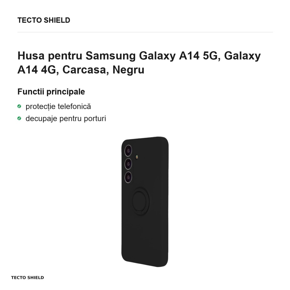 Husa Finger Ring pentru Samsung Galaxy A14 5G, Galaxy A14 4G, Carcasa, Negru [2]