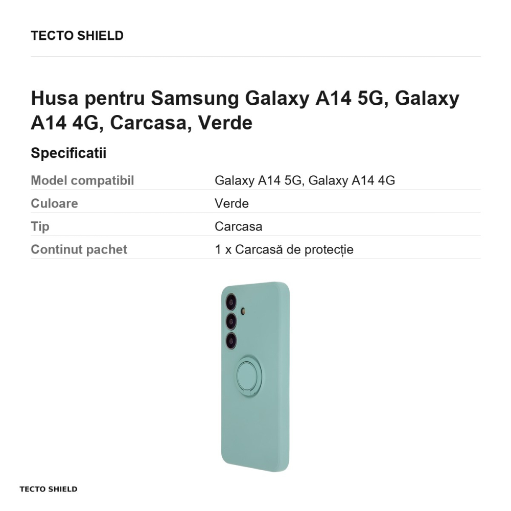 Husa Finger Ring pentru Samsung Galaxy A14 5G, Galaxy A14 4G, Carcasa, Verde [3]