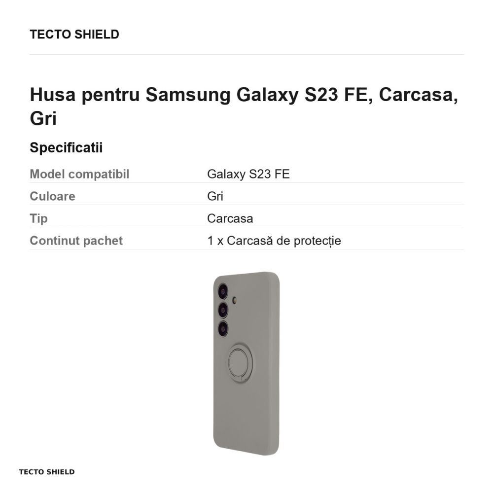 Husa Finger Ring pentru Samsung Galaxy S23 FE, Carcasa, Gri [3]