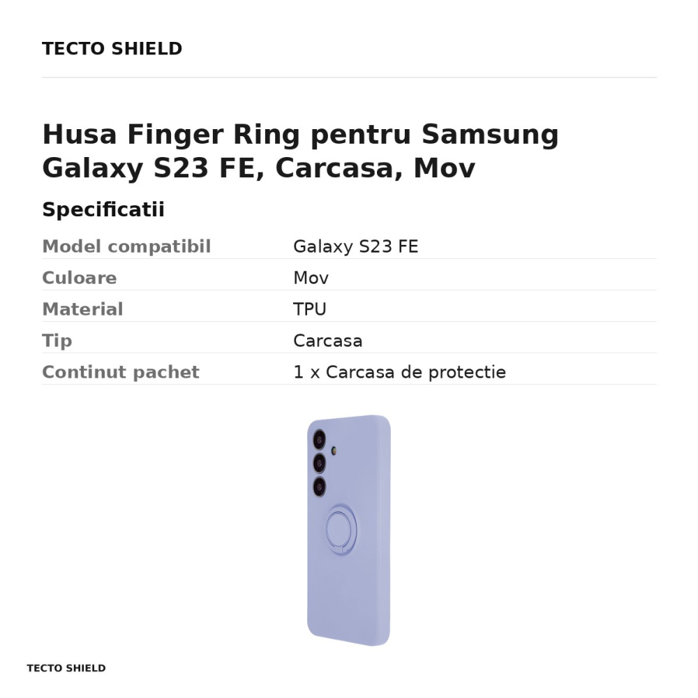 Husa Finger Ring pentru Samsung Galaxy S23 FE, Carcasa, Mov [3]