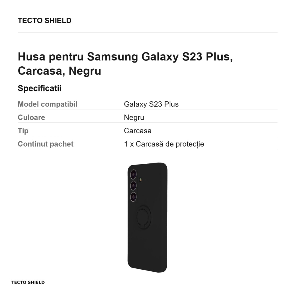 Husa Finger Ring pentru Samsung Galaxy S23 Plus, Carcasa, Negru [3]