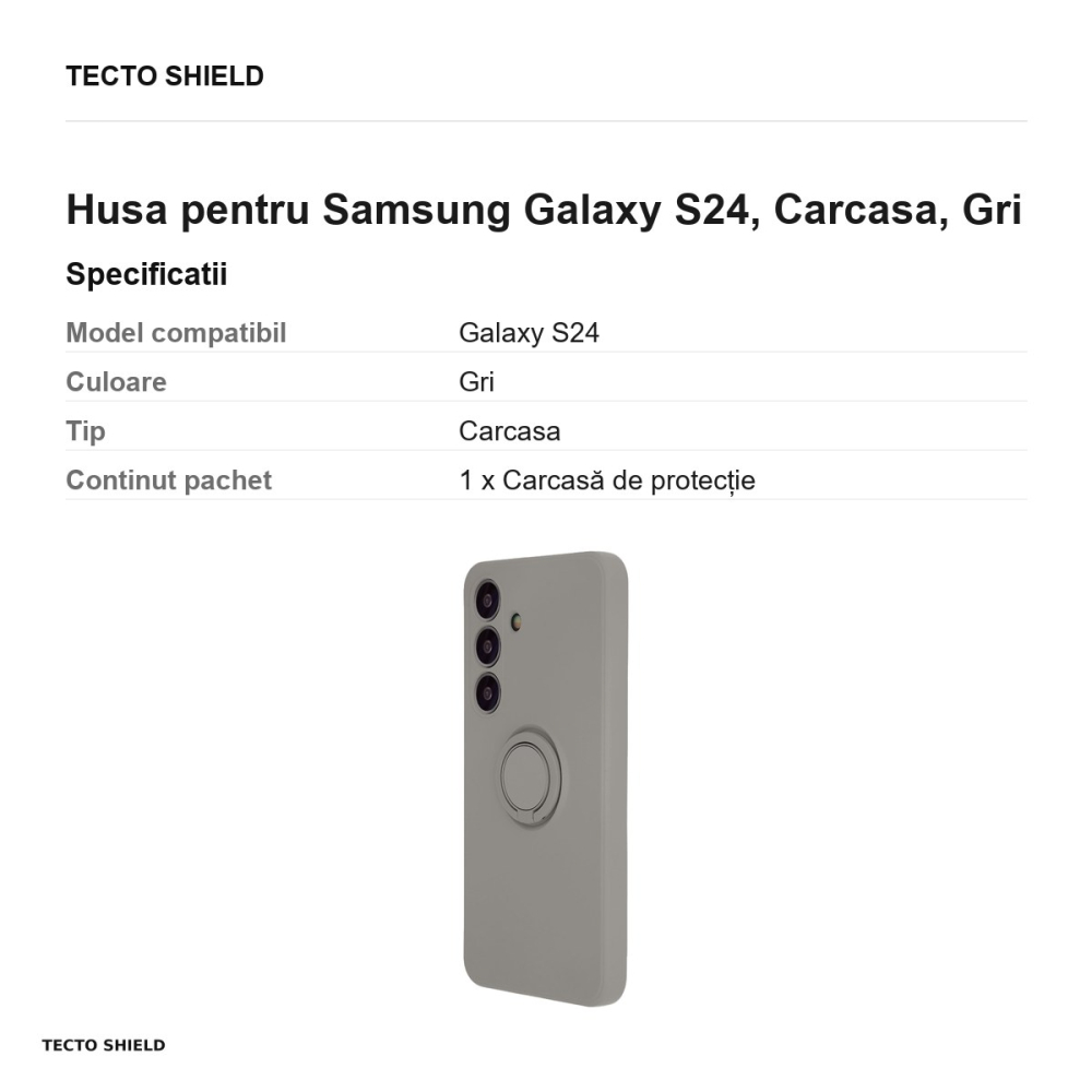 Husa Finger Ring pentru Samsung Galaxy S24, Carcasa, Gri [3]