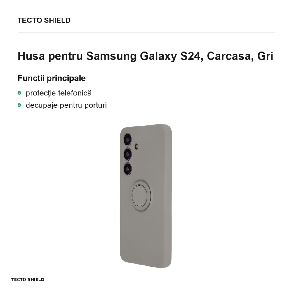 Husa Finger Ring pentru Samsung Galaxy S24, Carcasa, Gri [2]