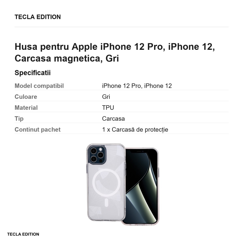 Husa Flash Mag pentru Apple iPhone 12 Pro, iPhone 12, Carcasa magnetica, Gri [3]