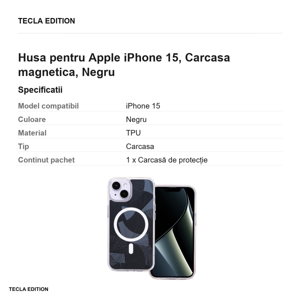 Husa Flash Mag pentru Apple iPhone 15, Carcasa magnetica, Negru [3]