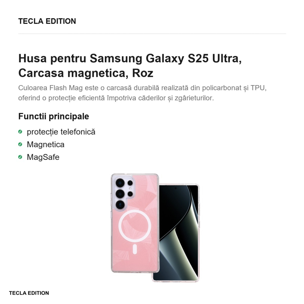 Husa Flash Mag pentru Samsung Galaxy S25 Ultra, Carcasa magnetica, Roz [2]