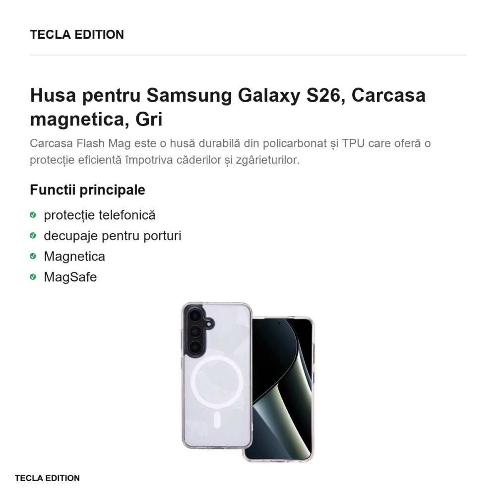 Husa Flash Mag pentru Samsung Galaxy S26, Carcasa magnetica, Gri [2]