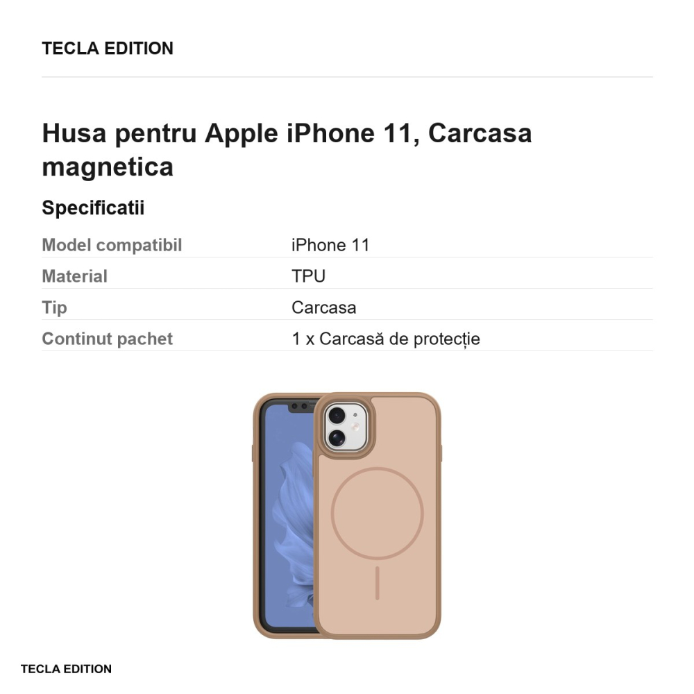 Husa Frame Thin Mag pentru Apple iPhone 11, Carcasa magnetica, Maro [3]