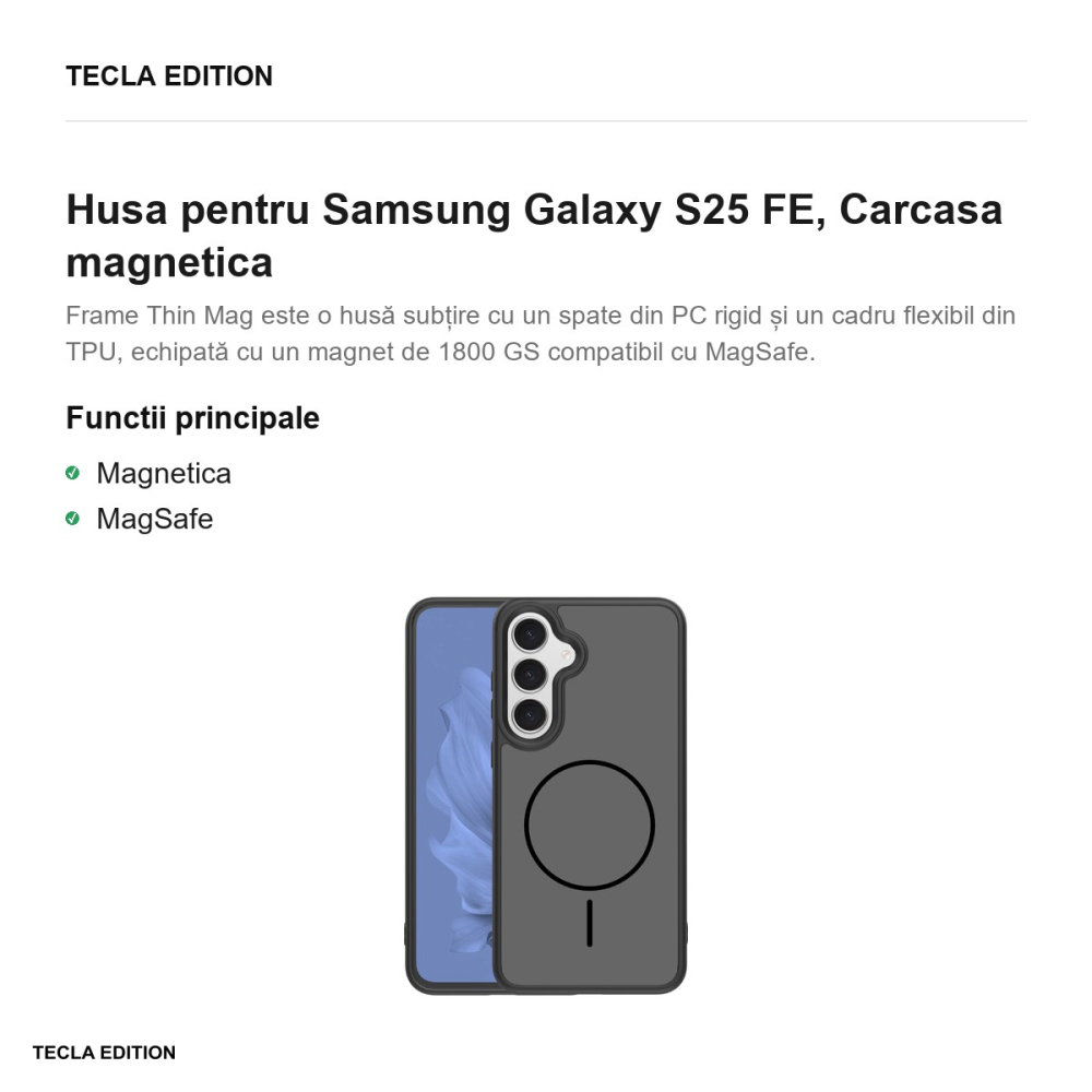 Husa Frame Thin Mag pentru Samsung Galaxy S25 FE, Carcasa magnetica, Negru [2]