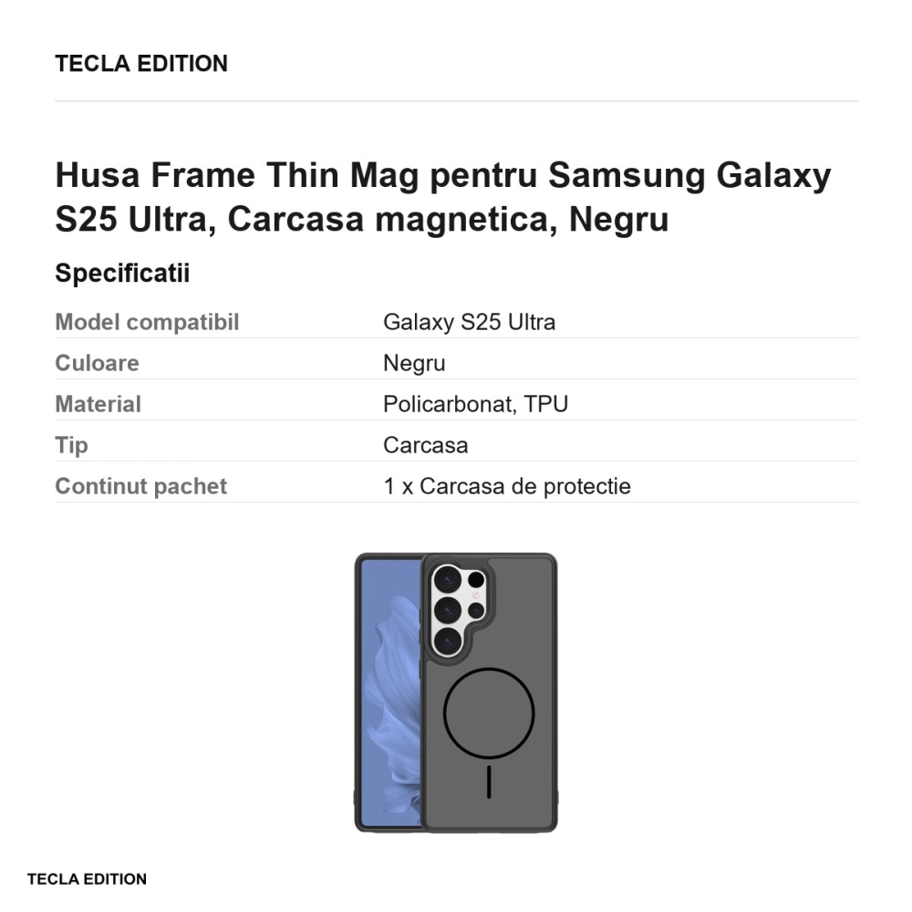 Husa Frame Thin Mag pentru Samsung Galaxy S25 Ultra, Carcasa magnetica, Negru [3]