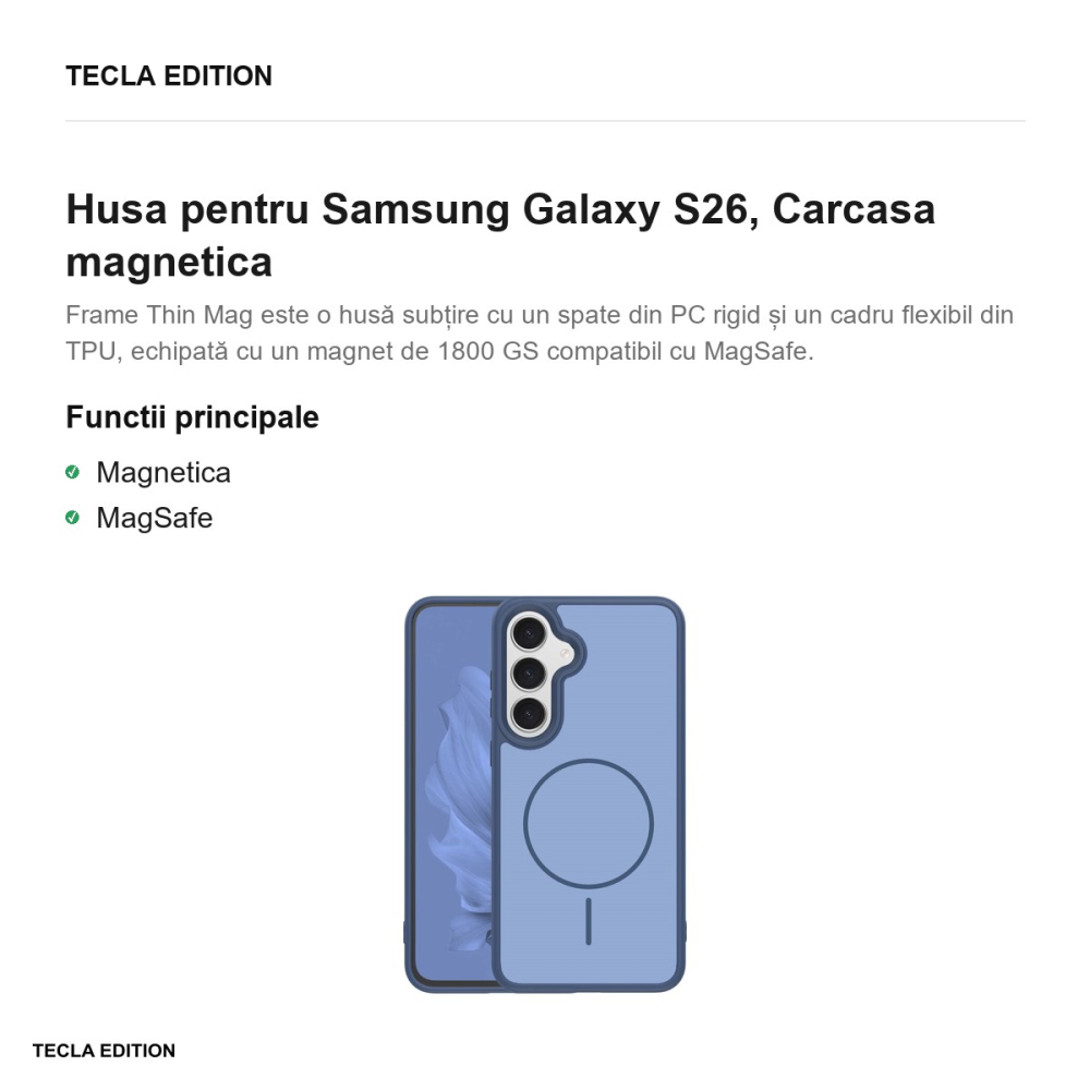 Husa Frame Thin Mag pentru Samsung Galaxy S26, Carcasa magnetica, Albastru inchis [2]