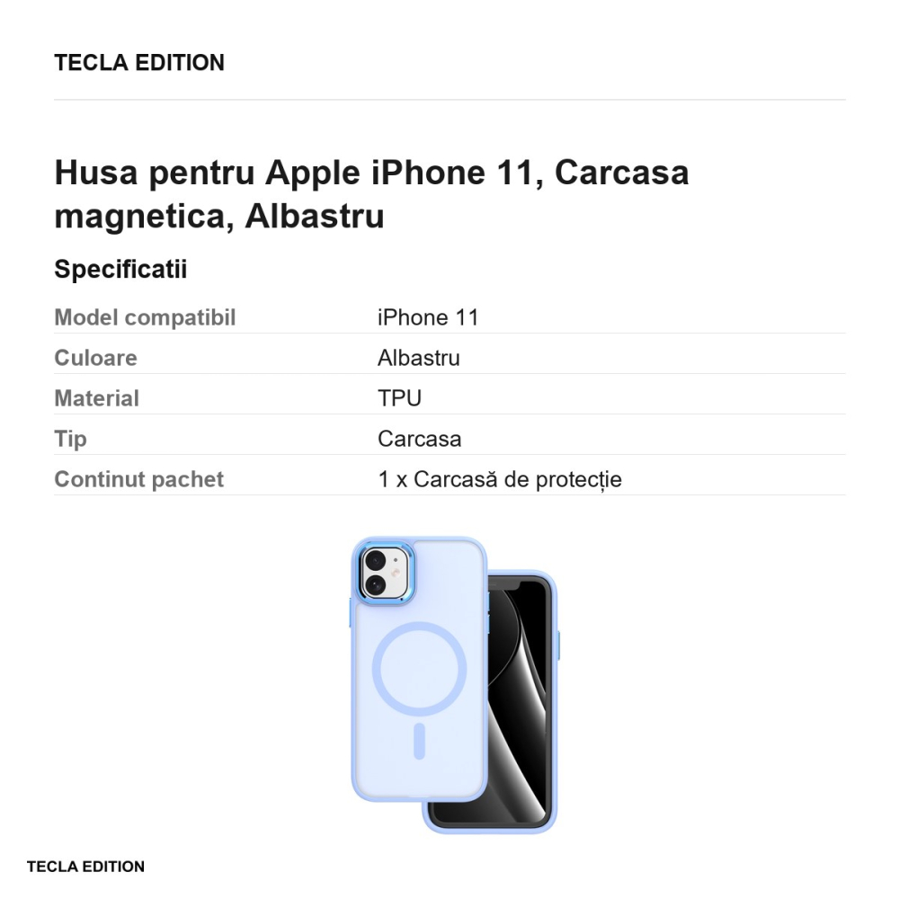 Husa Frozen Mag pentru Apple iPhone 11, Carcasa magnetica, Albastru [3]