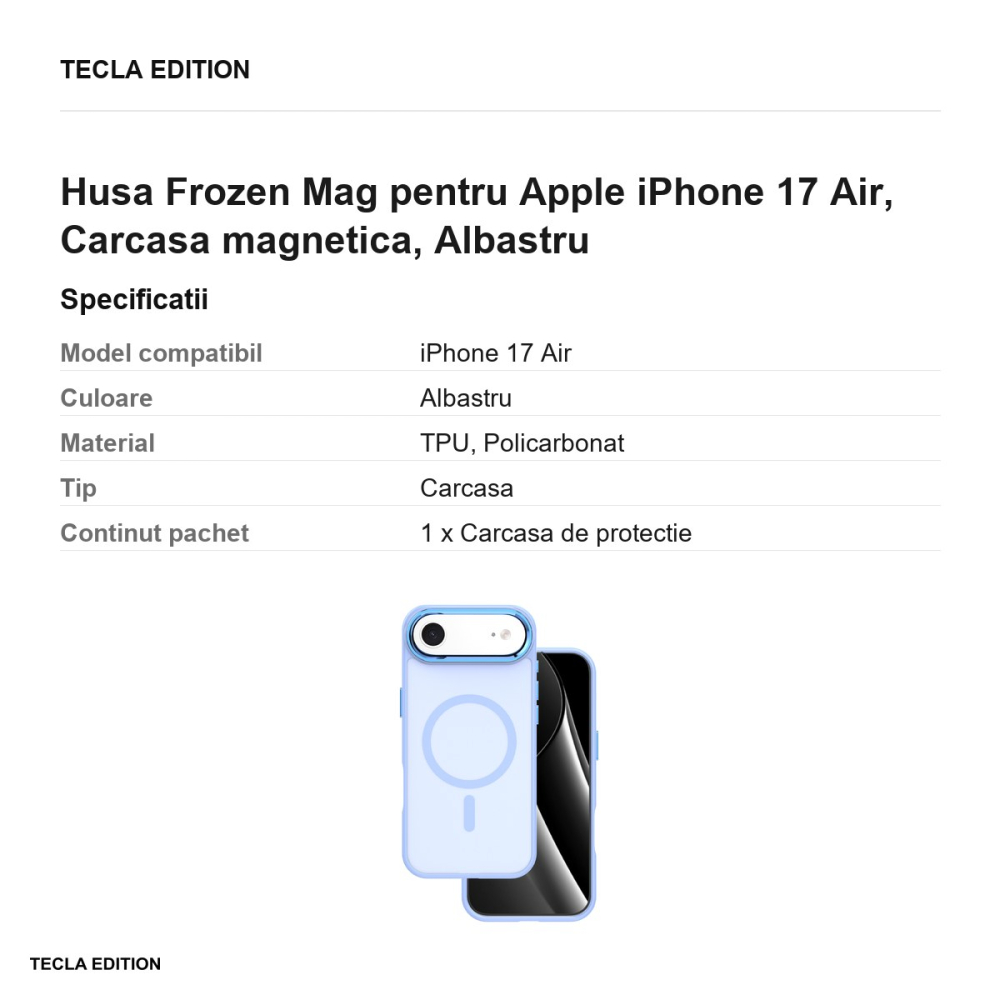 Husa Frozen Mag pentru Apple iPhone 17 Air, Carcasa magnetica, Albastru [3]