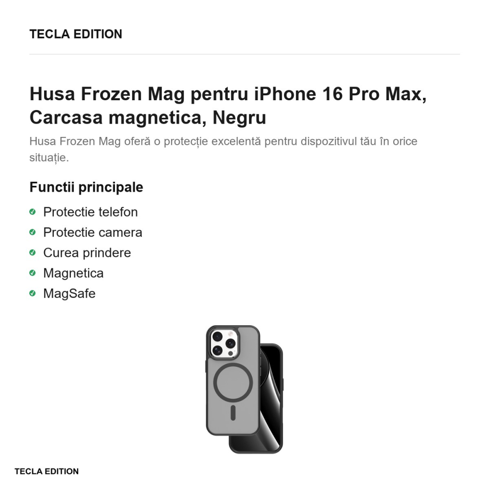 Husa Frozen Mag pentru iPhone 16 Pro Max, Carcasa magnetica, Negru [2]