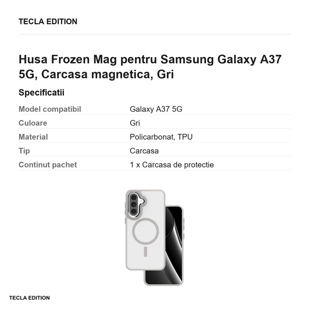 Husa Frozen Mag pentru Samsung Galaxy A37 5G, Carcasa magnetica, Gri [3]