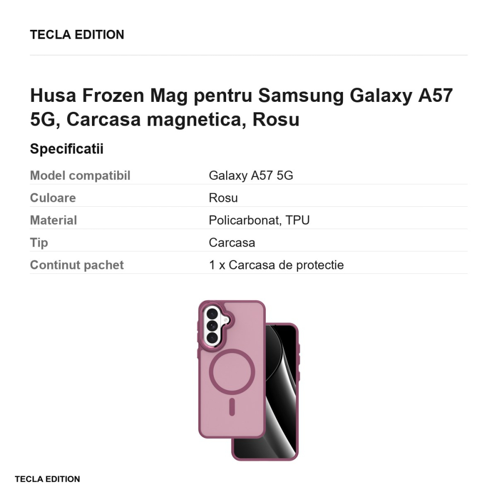 Husa Frozen Mag pentru Samsung Galaxy A57 5G, Carcasa magnetica, Rosu [3]