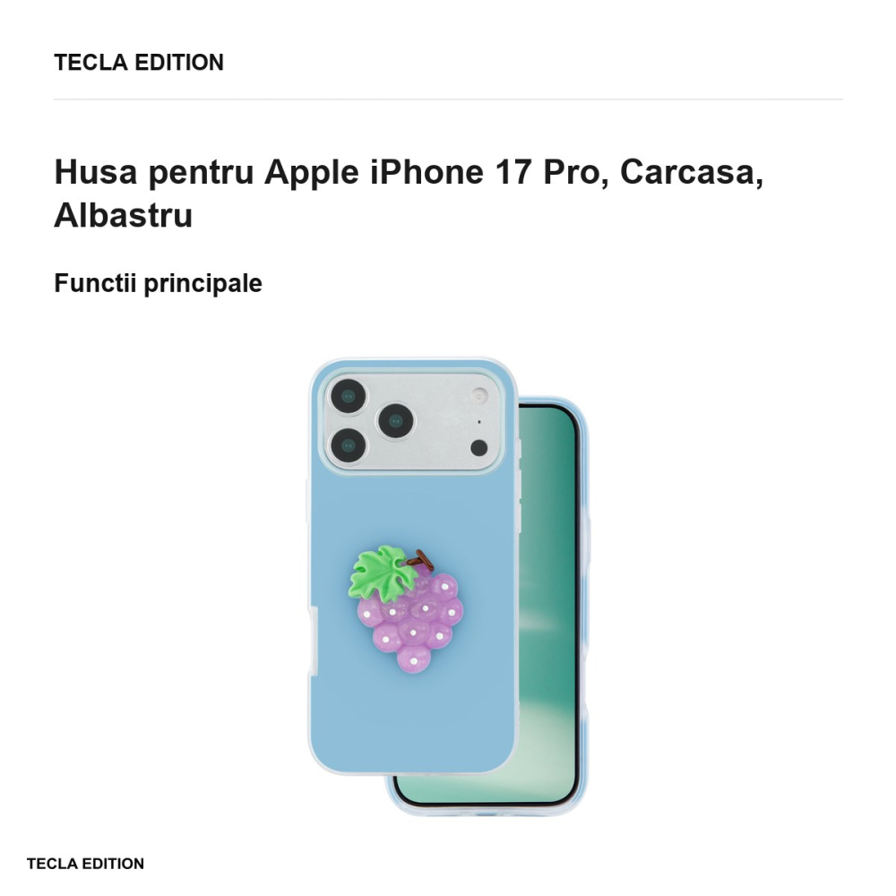 Husa Fruit 2in1 pentru Apple iPhone 17 Pro, Carcasa, Albastru [2]