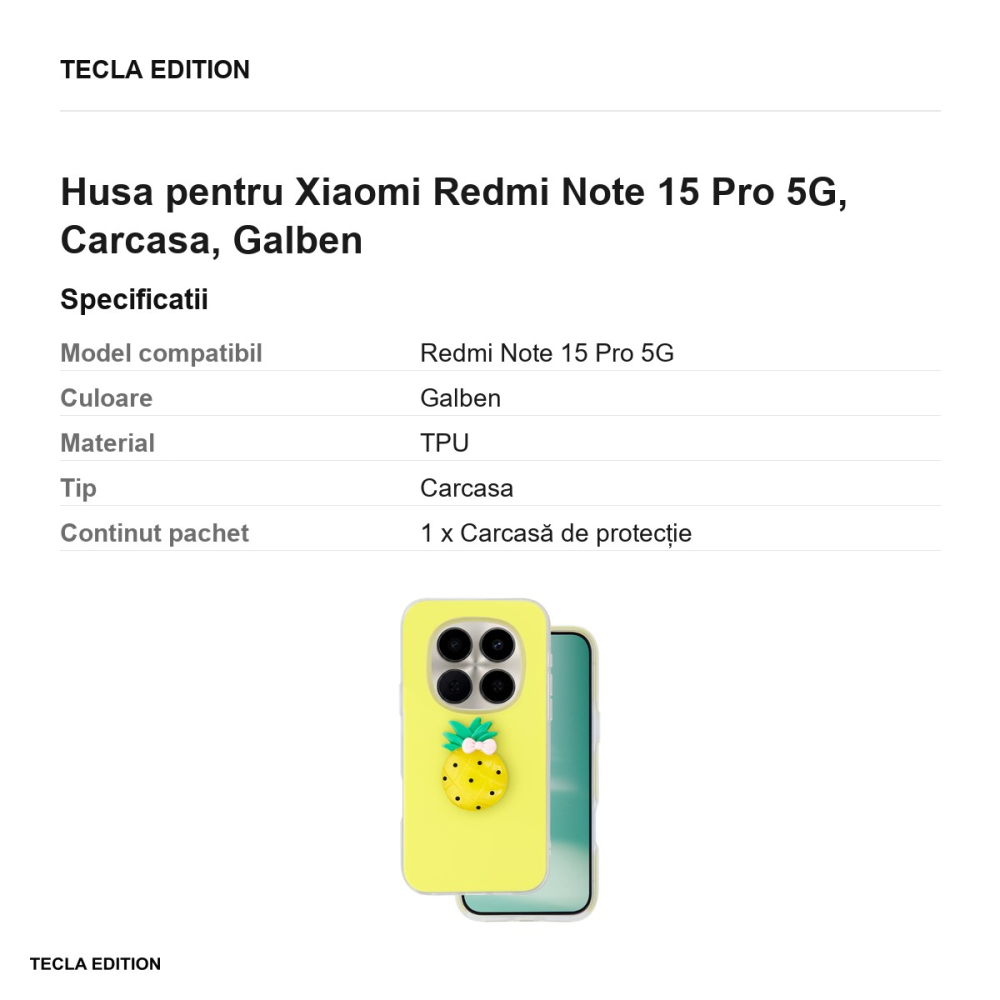 Husa Fruit 2in1 pentru Xiaomi Redmi Note 15 Pro 5G, Carcasa, Galben [3]