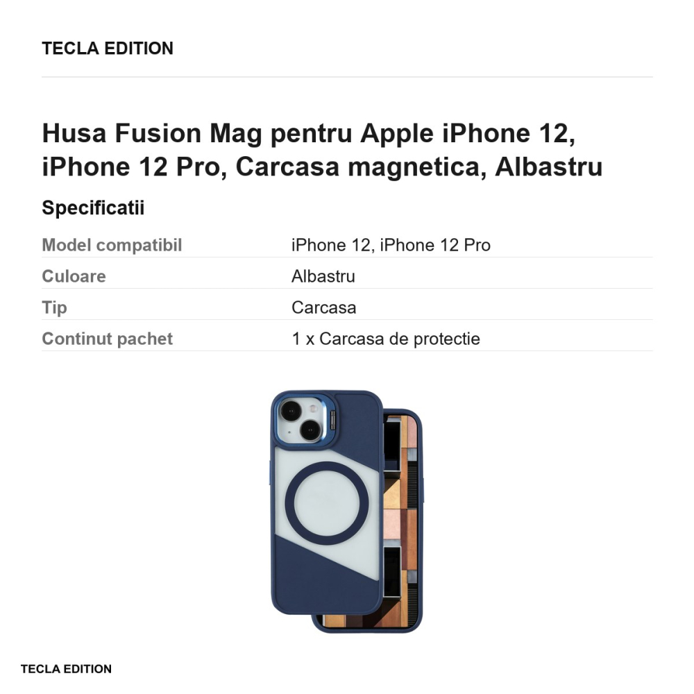 Husa Fusion Mag pentru Apple iPhone 12, iPhone 12 Pro, Carcasa magnetica, Albastru [3]