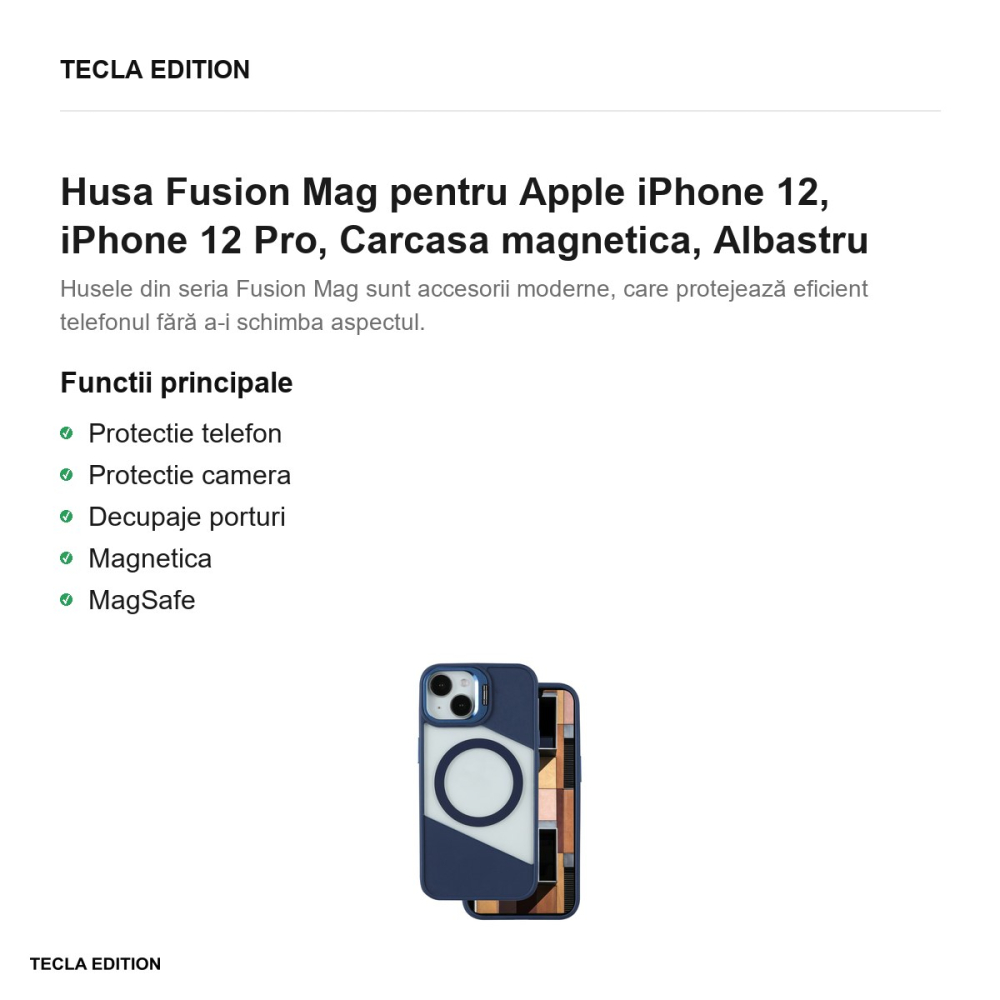 Husa Fusion Mag pentru Apple iPhone 12, iPhone 12 Pro, Carcasa magnetica, Albastru [2]