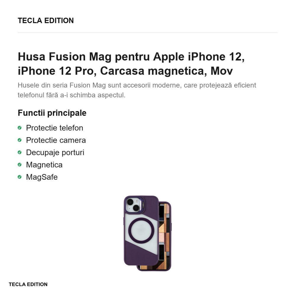 Husa Fusion Mag pentru Apple iPhone 12, iPhone 12 Pro, Carcasa magnetica, Mov [2]