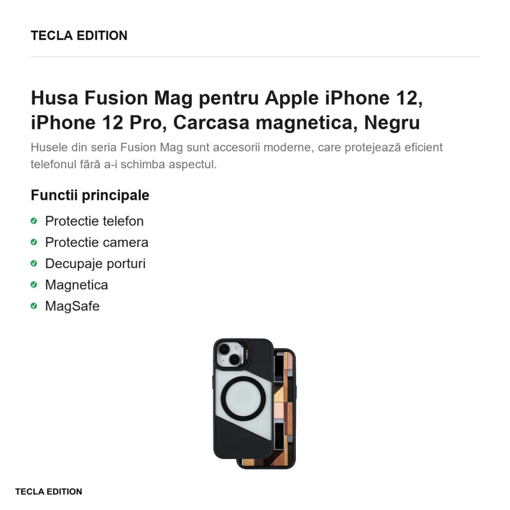 Husa Fusion Mag pentru Apple iPhone 12, iPhone 12 Pro, Carcasa magnetica, Negru [2]