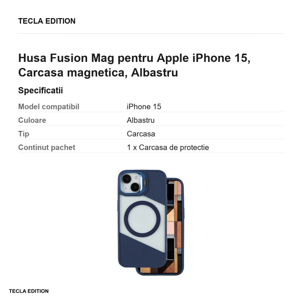 Husa Fusion Mag pentru Apple iPhone 15, Carcasa magnetica, Albastru [3]