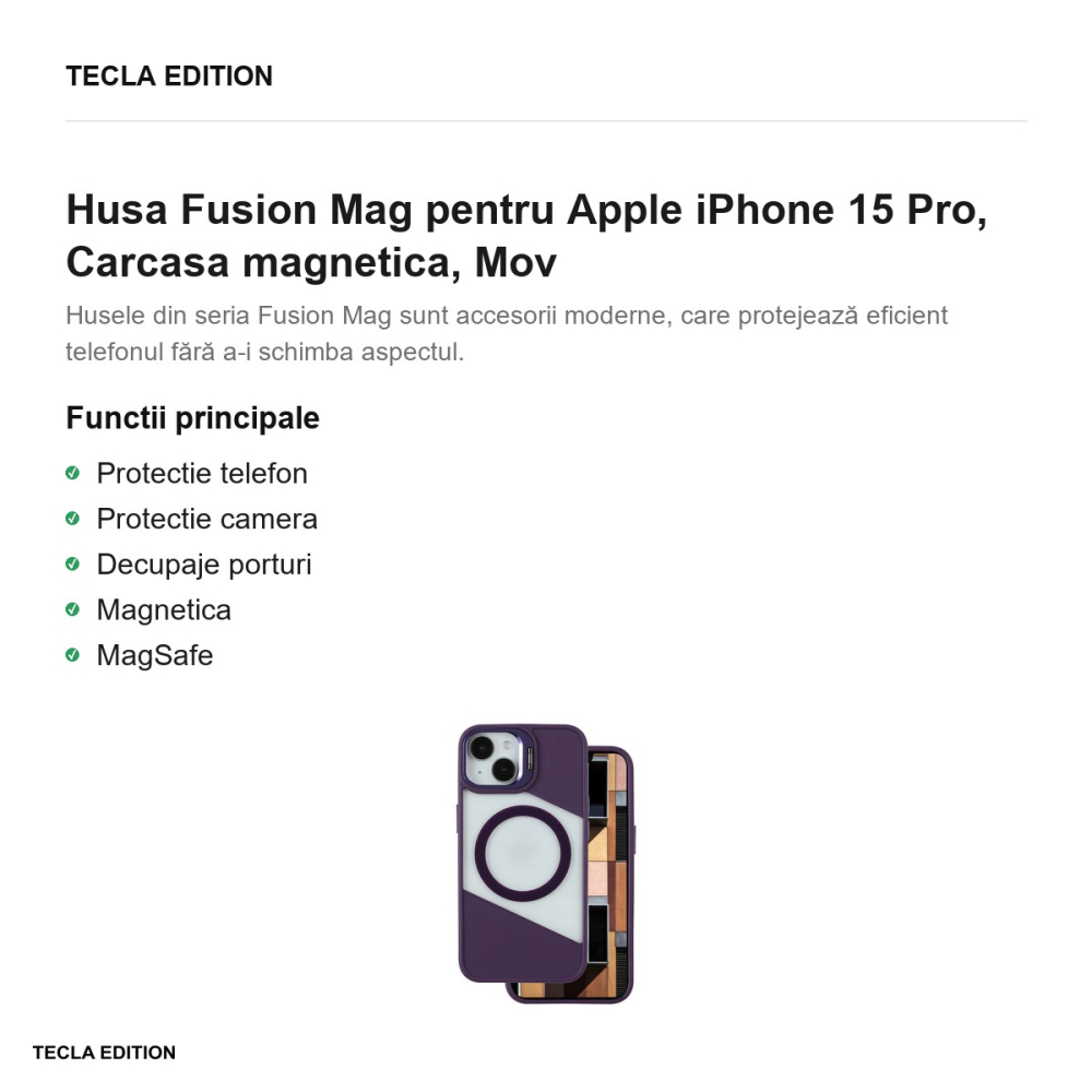 Husa Fusion Mag pentru Apple iPhone 15 Pro, Carcasa magnetica, Mov [2]