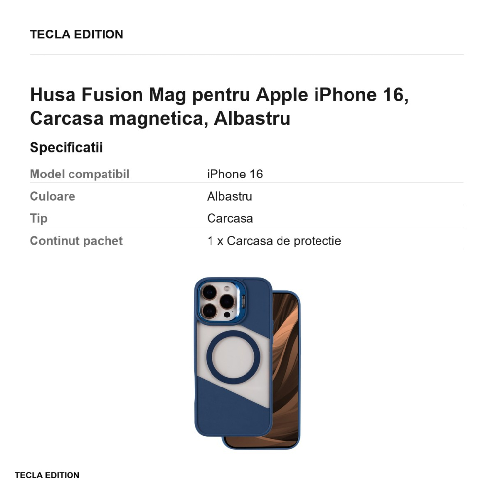 Husa Fusion Mag pentru Apple iPhone 16, Carcasa magnetica, Albastru [3]