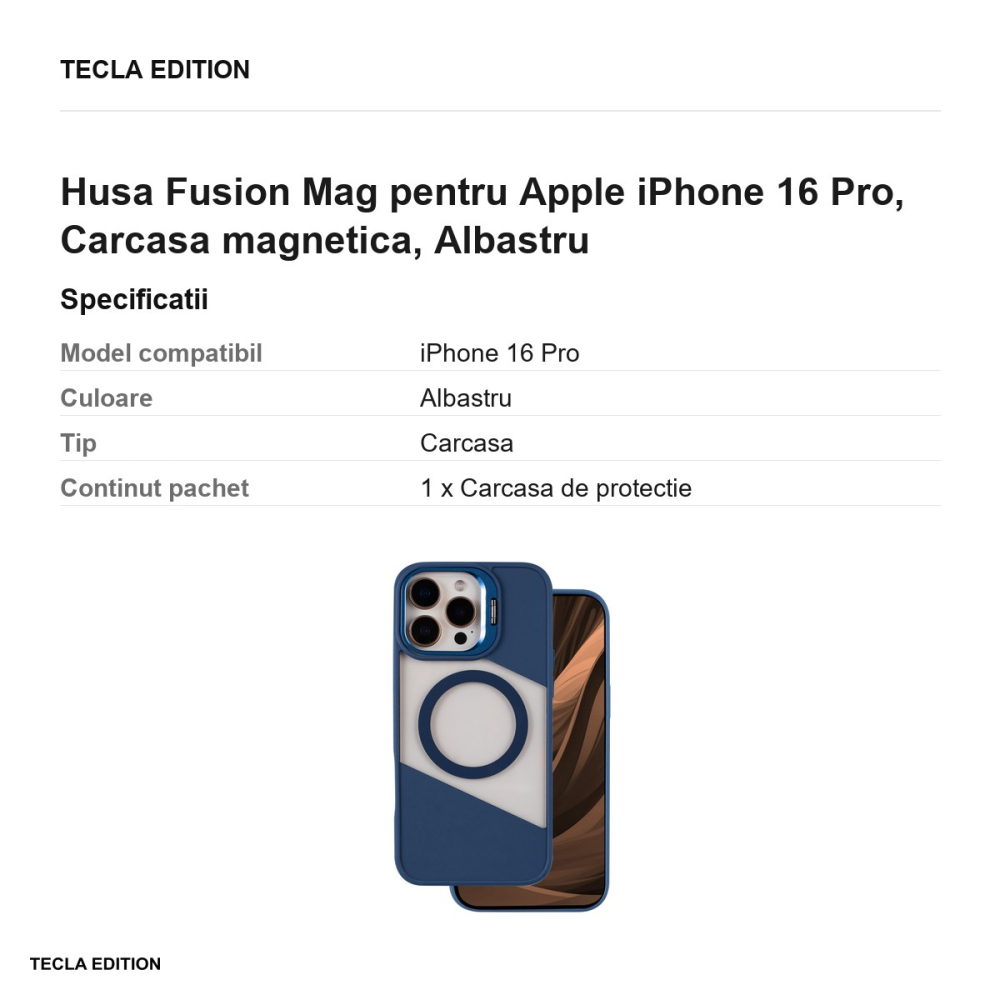 Husa Fusion Mag pentru Apple iPhone 16 Pro, Carcasa magnetica, Albastru [3]