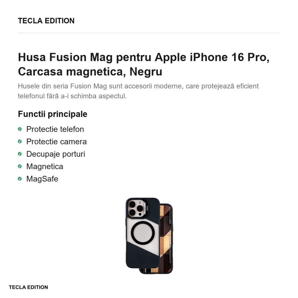 Husa Fusion Mag pentru Apple iPhone 16 Pro, Carcasa magnetica, Negru [2]