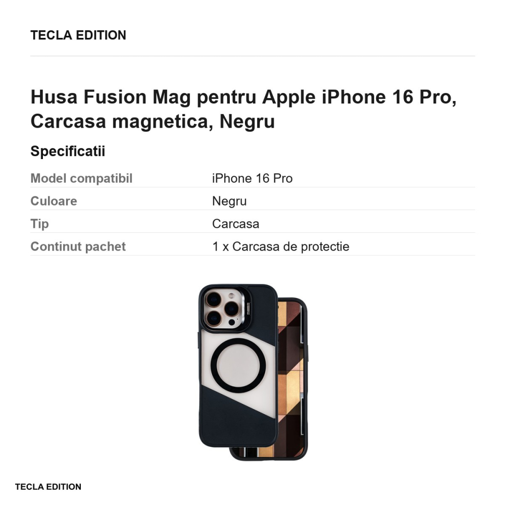 Husa Fusion Mag pentru Apple iPhone 16 Pro, Carcasa magnetica, Negru [3]