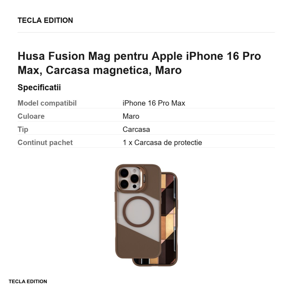 Husa Fusion Mag pentru Apple iPhone 16 Pro Max, Carcasa magnetica, Maro [3]