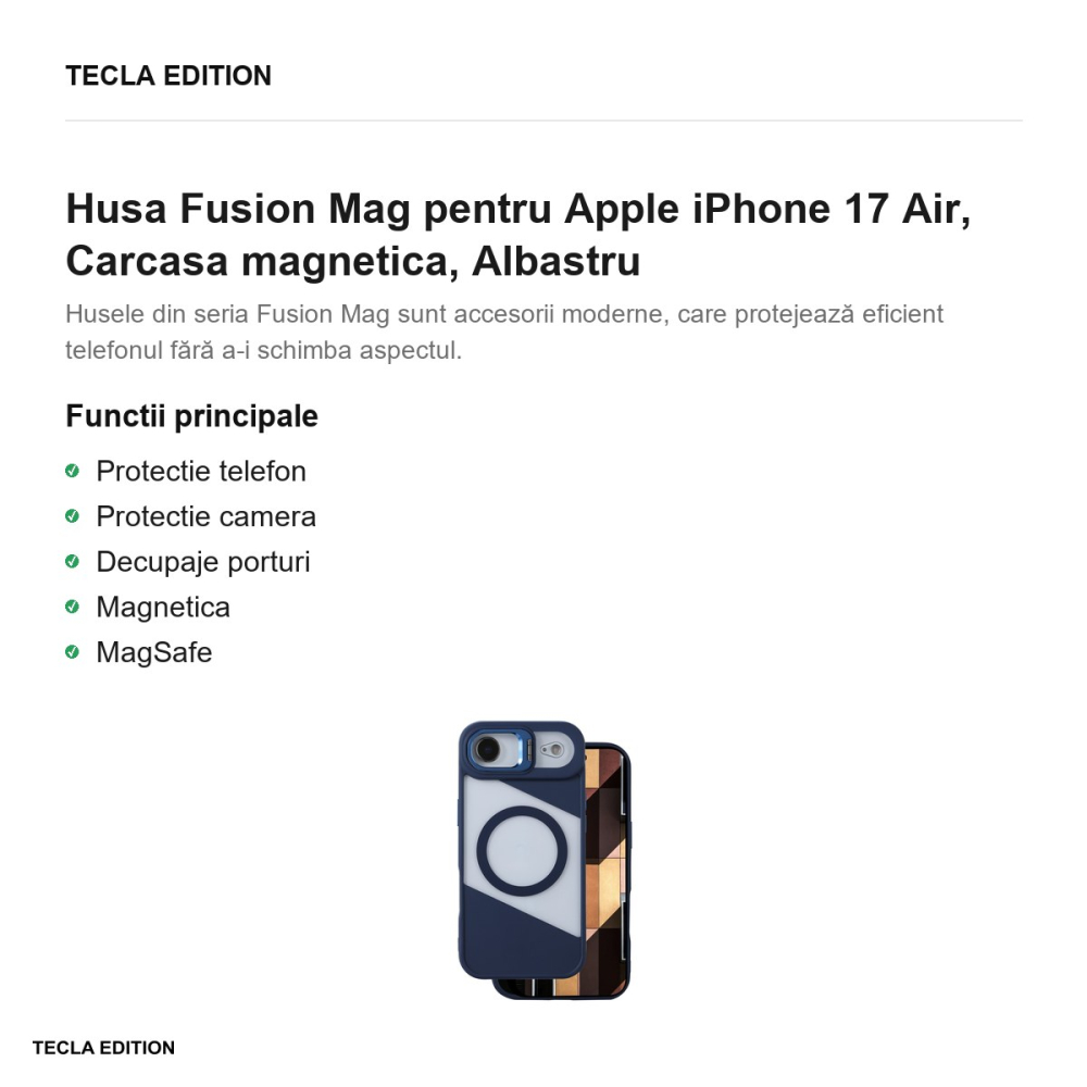 Husa Fusion Mag pentru Apple iPhone 17 Air, Carcasa magnetica, Albastru [2]
