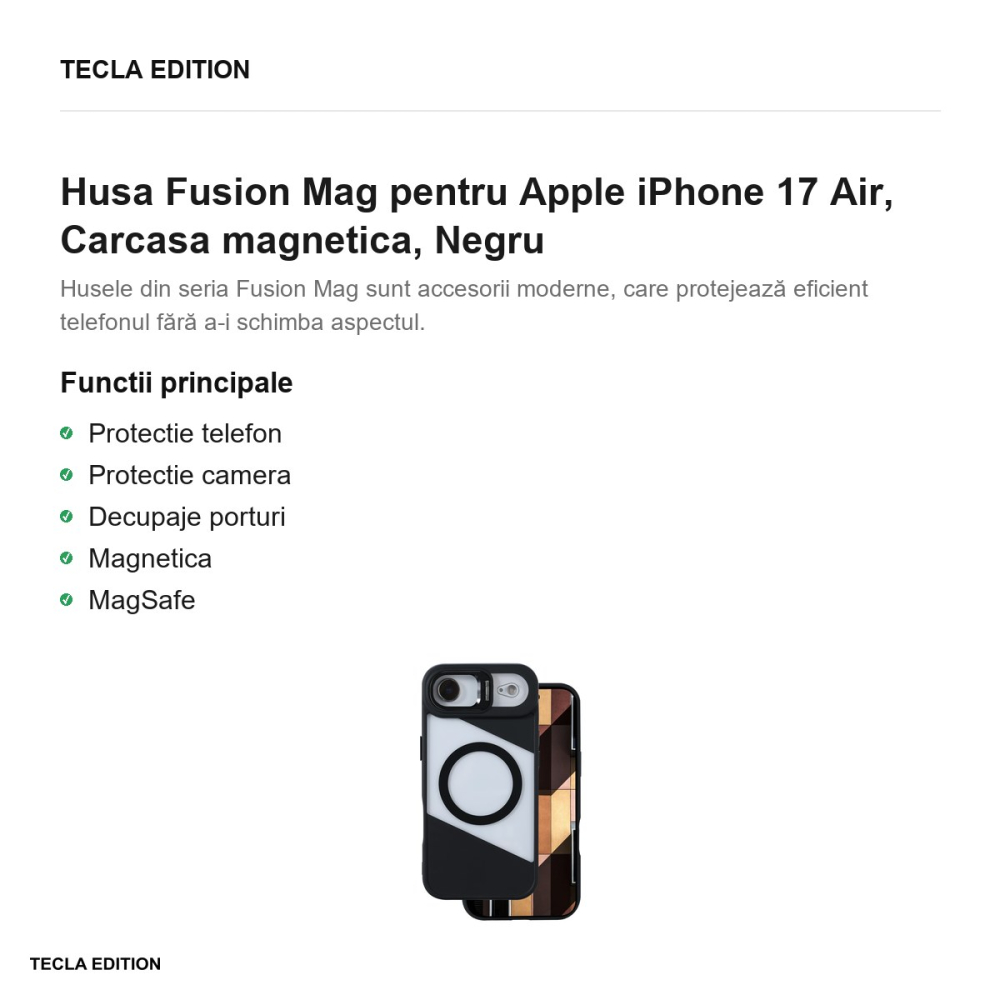 Husa Fusion Mag pentru Apple iPhone 17 Air, Carcasa magnetica, Negru [2]