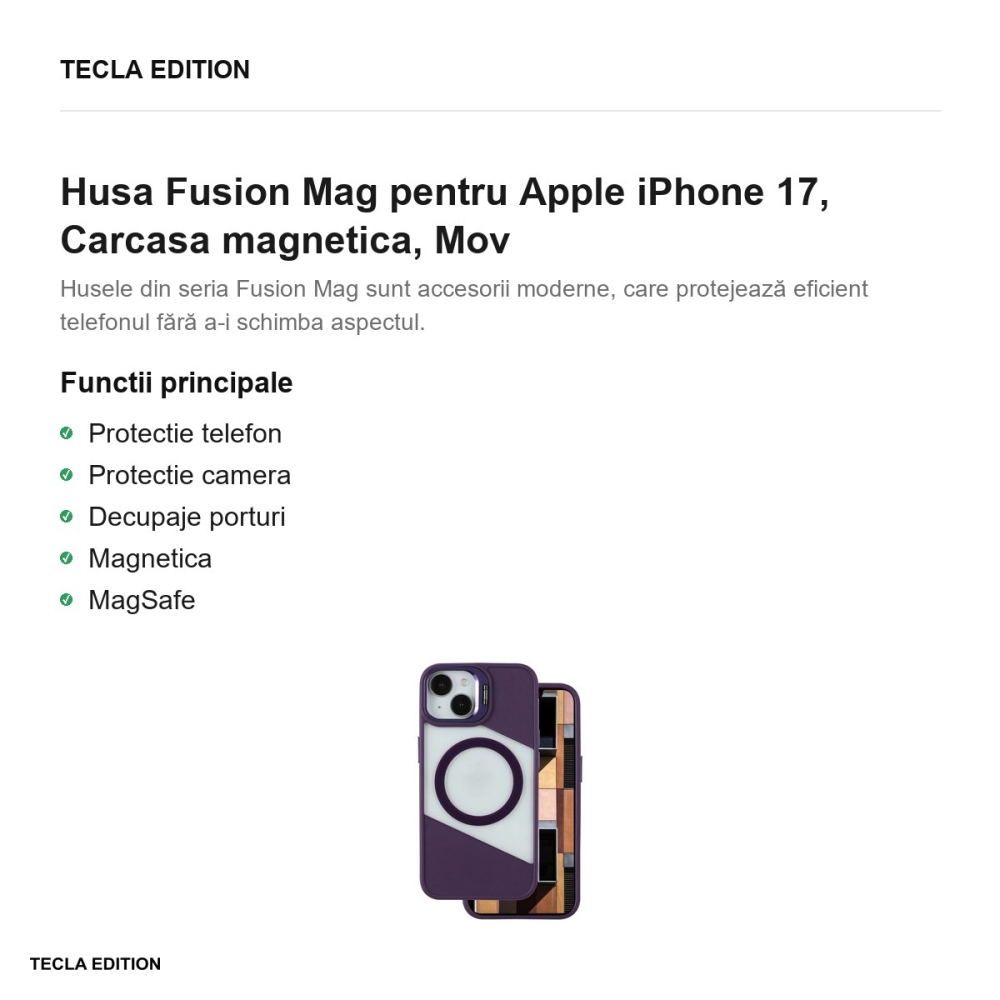 Husa Fusion Mag pentru Apple iPhone 17, Carcasa magnetica, Mov [2]