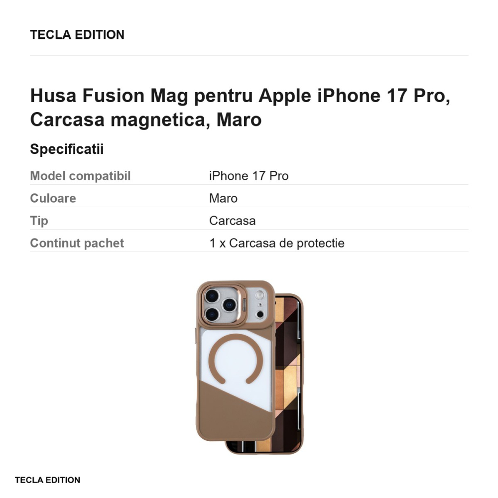 Husa Fusion Mag pentru Apple iPhone 17 Pro, Carcasa magnetica, Maro [3]