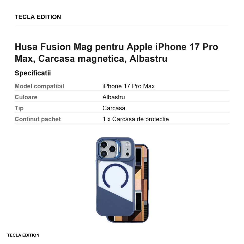 Husa Fusion Mag pentru Apple iPhone 17 Pro Max, Carcasa magnetica, Albastru [3]