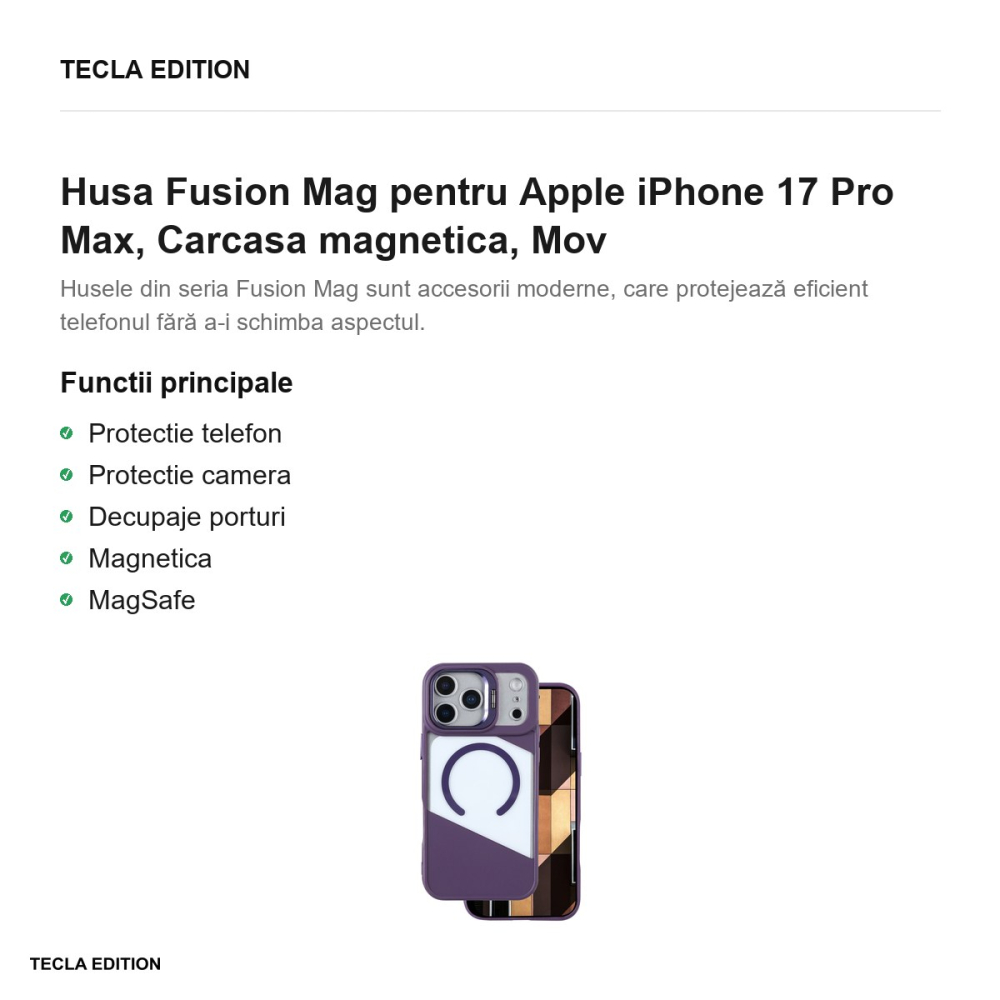 Husa Fusion Mag pentru Apple iPhone 17 Pro Max, Carcasa magnetica, Mov [2]