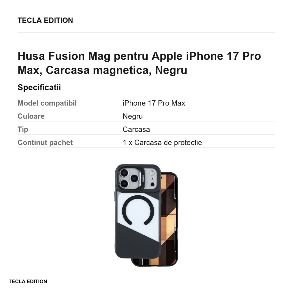 Husa Fusion Mag pentru Apple iPhone 17 Pro Max, Carcasa magnetica, Negru [3]