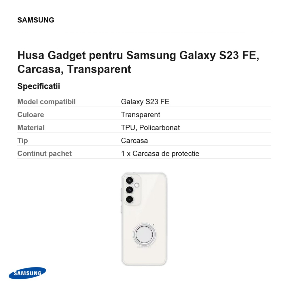 Husa Gadget pentru Samsung Galaxy S23 FE, Carcasa, Transparent [3]