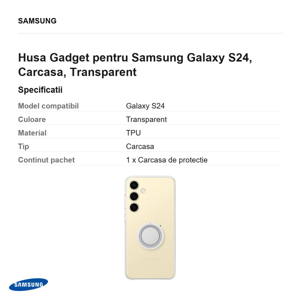 Husa Gadget pentru Samsung Galaxy S24, Carcasa, Transparent [3]