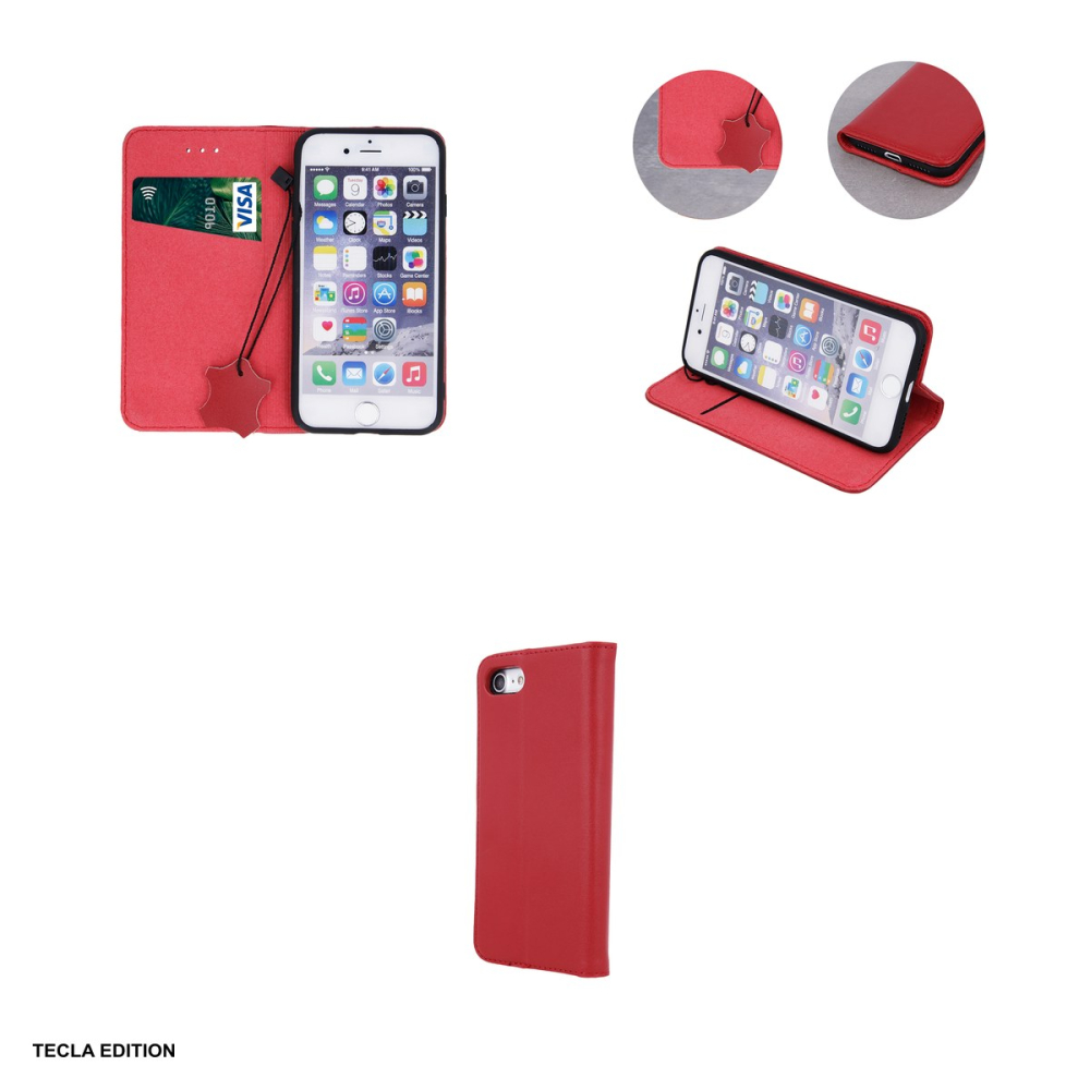Husa Genuine Leather Smart Pro pentru Apple iPhone 17 Air, tip carte cu inchidere magnetica, Visiniu [4]