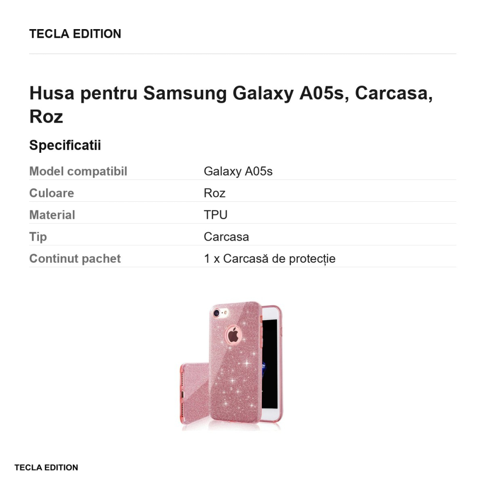 Husa Glitter 3in1 pentru Samsung Galaxy A05s, Carcasa, Roz [3]