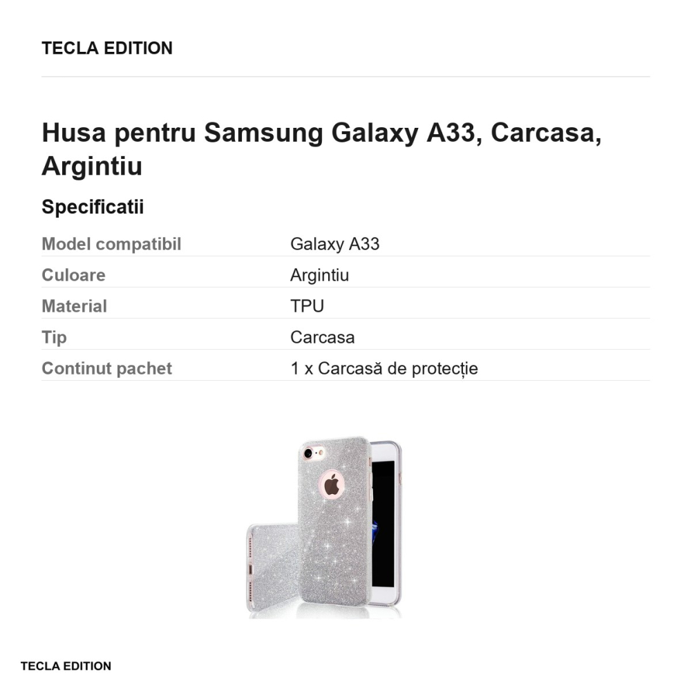 Husa Glitter 3in1 pentru Samsung Galaxy A33, Carcasa, Argintiu [3]