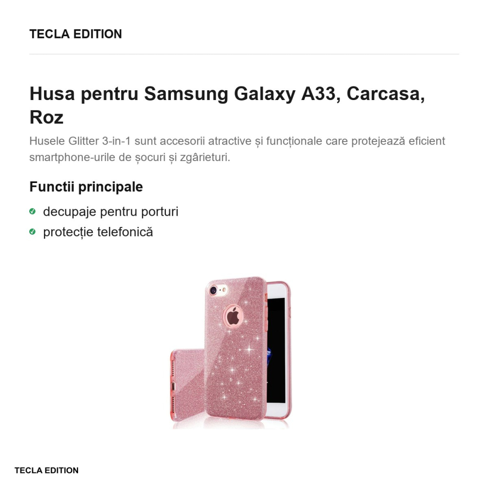 Husa Glitter 3in1 pentru Samsung Galaxy A33, Carcasa, Roz [2]