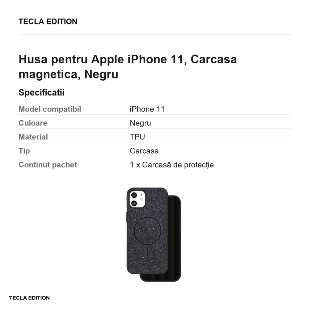 Husa Glitter Thin Mag pentru Apple iPhone 11, Carcasa magnetica, Negru [3]