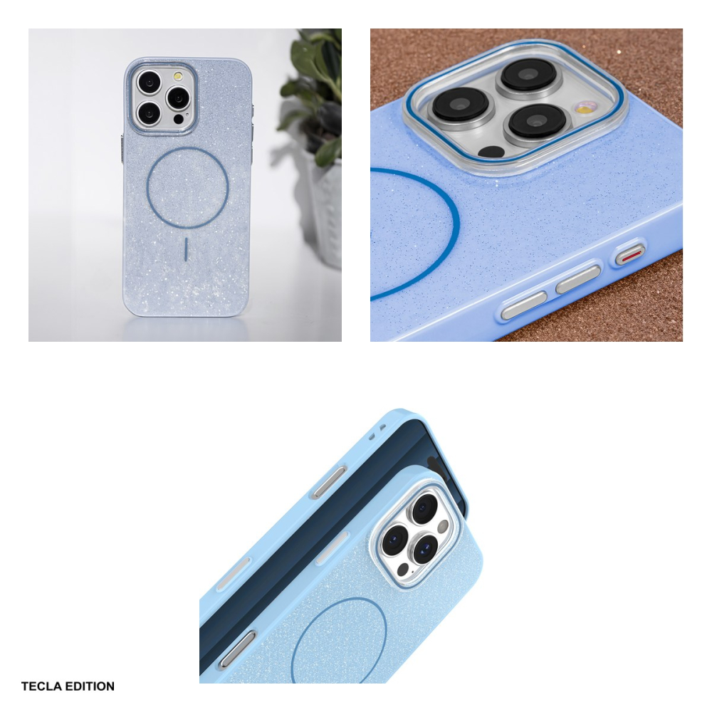 Husa Glitter Thin Mag pentru Apple iPhone 15 Pro, Carcasa magnetica, Albastru [4]