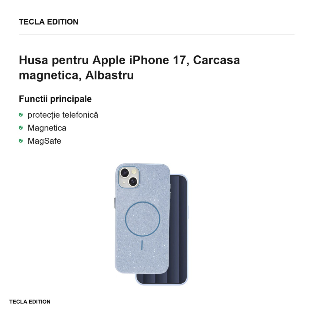 Husa Glitter Thin Mag pentru Apple iPhone 17, Carcasa magnetica, Albastru [2]